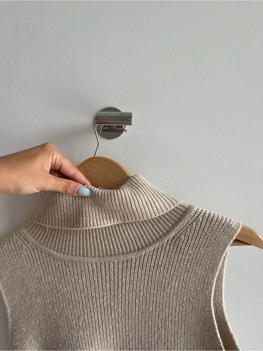 French Connection tan Sleeveless Turtleneck Knit Sweater Vest